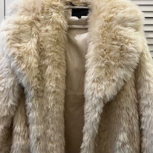 Kendall and Kylie Cream Faux Fur Coat
